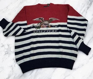 VTG 90s era Structure colorblock sweater Large MENS Red White Blue America - Picture 1 of 8