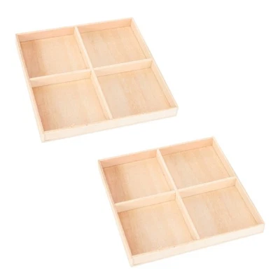  2 Pcs Decorative Storage Box Boxes Wooden Holder Container for Home - Image 1 of 4