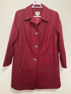 Rory Gilmore Gilmore Girls St John’s Bay Sz 1X Red Wool Blend Pea Coat Button Up - Picture 1 of 5