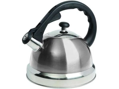MR. COFFEE 108075.01 Stainless Steel Claredale 2.2 Qt Whistling Tea Kettle-Brush - Image 1 of 2