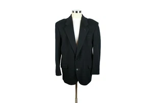 Vintage 80s Blazer 43R Black Cashmere Wool Blend Sports Coat Suit Jacket Zylos - Picture 1 of 7