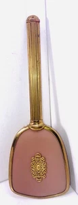 Vintage Brass Handle/ Frame Vanity Hair Brush ,Mauve Cellulite Face, W Emblem - Picture 1 of 5