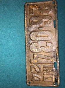 1924 INDIANA license plate 26 034 partially cleaned? - Picture 1 of 2