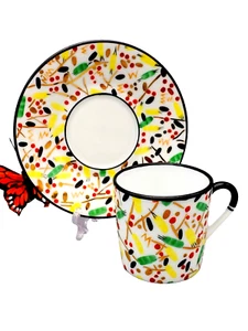 Alberto Pinto Renouveau Ruuse Limoges Espresso Cup & Saucer Set - Picture 1 of 9