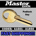 Master Lock Padlock Replacement Key Cut To Your Code A1601 - A1850