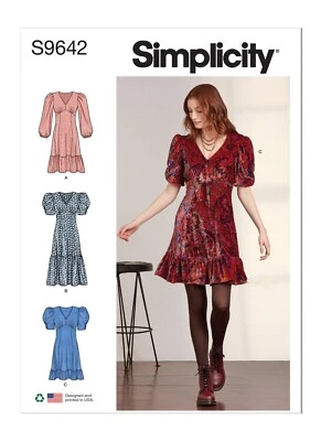 SIMPLICITY 9642 MISSES DRESSES Sewing Pattern Sizes 4-12 & 12-20 Skill: AVERAGE - Image 1 of 4