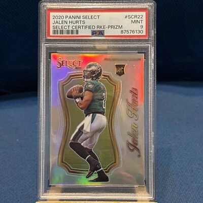 2020 Panini SELECT FOOTBALL JALEN HURTS CERTIFIED SILVER PRIZM RC PSA9 #SCR-22🔥 - Image 1 of 2