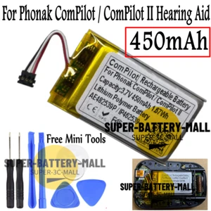 Batería 450 mAh para audífono Phonak ComPilot/ComPilot II AE482539P IP462539 - Imagen 1 de 3