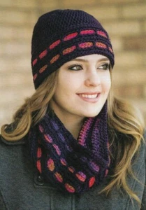 ROCKY MOUNTAIN SUNSET HAT & COWL SCARF WOMEN'S CROCHET PATTERN INSTRUCTIONS - Picture 1 of 1