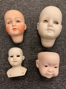 Vtg Simon & Halbig Lot of 4 Bisque Doll Head Germany German Various Sizes - Picture 1 of 10