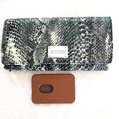 НОВЫЙ лот Kenneth Cole Reaction Клатч из Искусственной Змеиной Кожи и Защита Карт от Воровства - Изображение 1 из 4