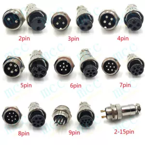 GX20 Aviation Plug 2 Pin- 15 pin Metal Male+Female Panel Cable Connector - Picture 1 of 22