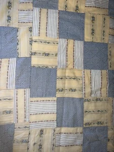 FABULOUS CUSTOM DUVET~PATCHWORK UPHOLSTERY FABRIC~YELLOW,BLUE 88”x84” - Picture 1 of 3