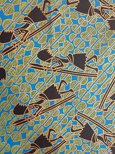 Fabric 1 yd Silhouette of African Warriors by C S Shamash and Sons Pattern 1472 - Picture 1 of 3