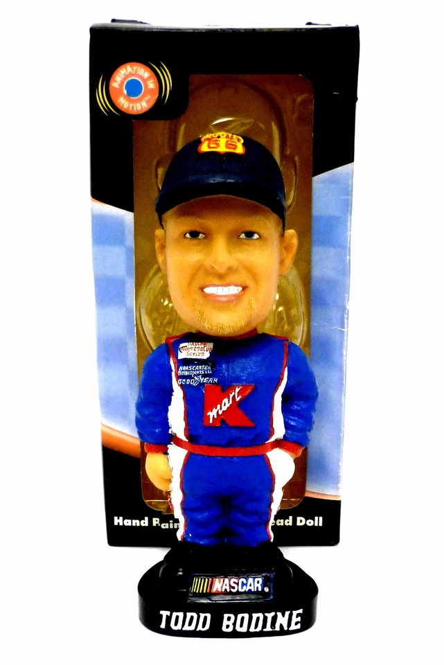 COLECCIONABLE - TODD BODINE K-MART BOBBLE HEAD, NASCAR, GENUINO PINTADO A MANO - NUEVO Foto 1 de 4