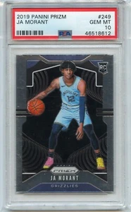 2019-20 PANINI PRIZM #249 JA MORANT ROOKIE CARD RC, GRIZZLIES - PSA 10 (612) (B) - Picture 1 of 1