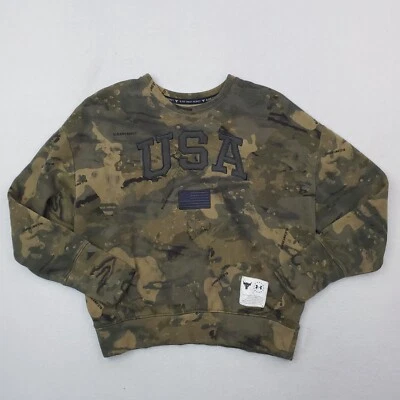 Under Armour Project Rock Sudadera Mujer Pequeña Verde Camuflaje Pullover Suéter Foto 1 de 4