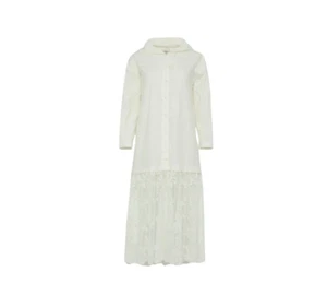 Sea NY Marja Hoodie Dress Womens Medium Pearl White Lace Cotton Long Sleeve Hood - Picture 1 of 11