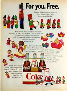 Vintage 1968 Coca-Cola 29 Decorazioni Natale Gratuite In Cartoni Pubblicità - Foto 1 di 1