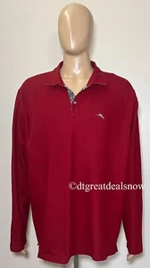 Tommy Bahama Men Polo Shirt Red Island Zone Long Sleeve Supima Blend XXL/TTG - Picture 1 of 9