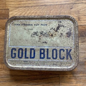 Vintage Ogden Gold Block Fine Virginia Cut Plug Tobacco Tin 2oz - Picture 1 of 6