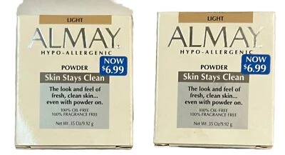 2 ALMAY HYPO-ALLERGENIC SKIN STAYS CLEAN POWDER  0.35 oz LIGHT please read below - Image 1 of 3