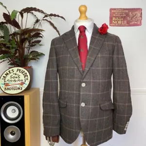 HACKETT Robert Noble (40R) Brown TWEED Windowpane Modern Sport Coat Jacke - Bild 1 von 16