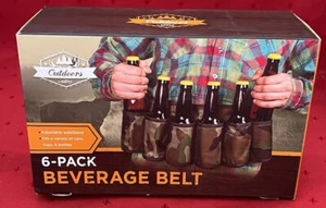 OUTDOORS BY NIFTY 6 -PACK BEVERAGE ADJUSTABLE BELT HOLDS CUPS CANS BOTTLES NEW - Picture 1 of 5
