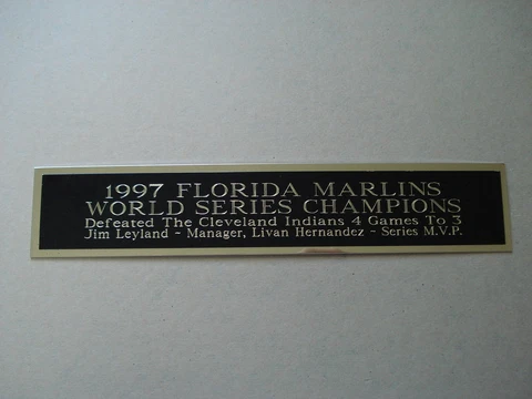 Florida Marlins 1997 World Series Nameplate For A Baseball Helmet Case 1.25 X 6 Cover