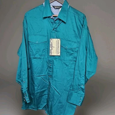 Camisa Western Masculina 17.5 34/35 Fabricada nos EUA Nova com etiquetas Panhandle Slim Pearl Snap Nova com etiquetas - Imagem 1 de 4