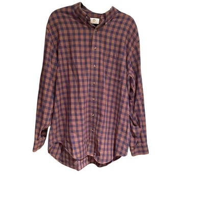 Viyella Shirt Mens XL Blue Orange Plaid Long Sleeve Button Up Wool Blend EUC - Image 1 of 4