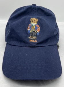 Polo Ralph Lauren Bear Baseball Cap Chino Navy Adjustable Leather Strap - Picture 1 of 7