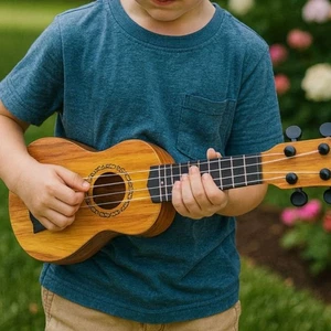 13" Children’s Educational Ukulele Guitar Toy, Log Color Musical Instrument - Picture 1 of 4