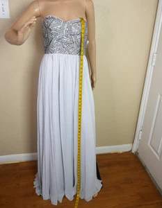 DECODE Silver Strapless Beaded Evening Gown – Geometric – NWT – Size 2 - Picture 1 of 21