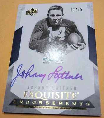 2012 Exquisite Endorsement Johnny Lattner #EE-JL /75 Auto Notre Dame Autograph - Image 1 of 4