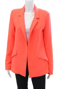 Bardot Womens Classic Lapel Open Front Blazer Jacket Neon Orange Size 4 - Picture 1 of 6