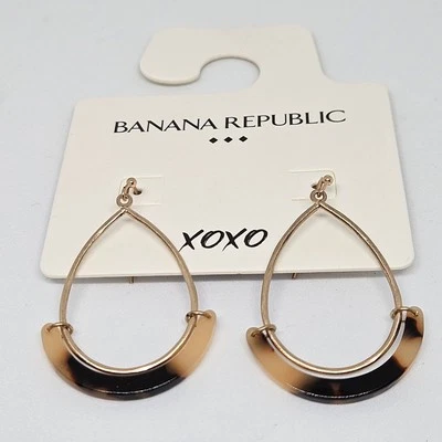 NWT Banana Republic Gold Teardrop Tortoise Swing Resin Dangle Earrings  - Image 1 of 4