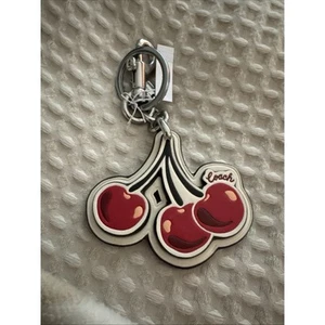 COACH CZ092 CHERRY CHERRIES LEATHER BAG CHARM NWT NEW - Picture 1 of 3