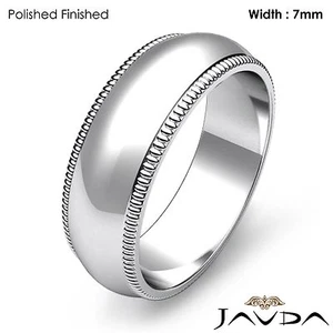Alianza sólida de platino 950 12,8 gm con borde milgrain domo para hombre talla 7 - 7,75 7 mm - Imagen 1 de 4