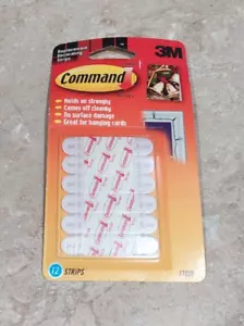 3M Command 12 Mini Clip Replacement Adhesive Decorating Strips #17020 NEW - Picture 1 of 2