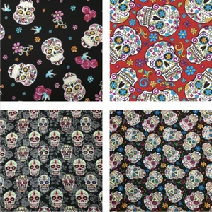 Halloween Folkloric Skull Floral Gothic Funky *CHOOSE DESIGN* Quilting Fabric - Picture 1 of 14