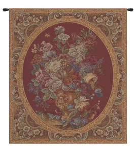 Burgundy Floral Still Life Italian Tapestry Wall Art Hanging Home Decor new - Picture 1 of 5