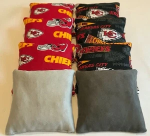 KANSAS CITY CHIEFS CORNHOLE BEAN BAGS 8 BAG TOSS STICK AND SLICK ALL WEATHER - Picture 1 of 1
