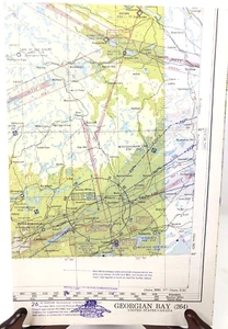 WORLD AERONAUTICAL CHART MAP GEORGIAN BAY 1961 VINTAGE - Picture 1 of 4
