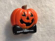 Vintage Enesco Halloween Pumpkin Brooch “Happy Haunting"
