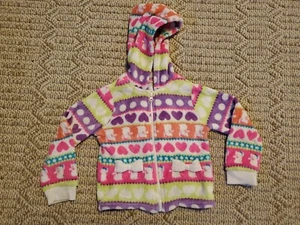 Wonder Kids Fleece Top 4T Pink Purple Kitty Cat Hearts Hoodie Zip Up - Picture 1 of 5