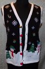 Holiday Editions New NWT Ugly Christmas Sweater Vest S Holiday Black Snowman