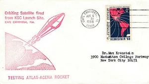 1968 Cap Canaveral Rocket Post Document, Testing Atlas-Agena Rocket (D17) - Picture 1 of 1