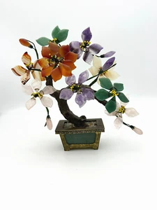 Árbol bonsai vintage de flores de cuarzo ámbar jade - Imagen 1 de 10
