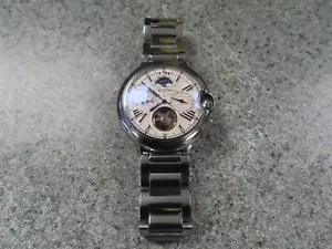 Orologio Meccanico Automatico Uomo - Quadrante Bianco Argento Cinturino Metallo Acciaio Inox - Foto 1 di 5